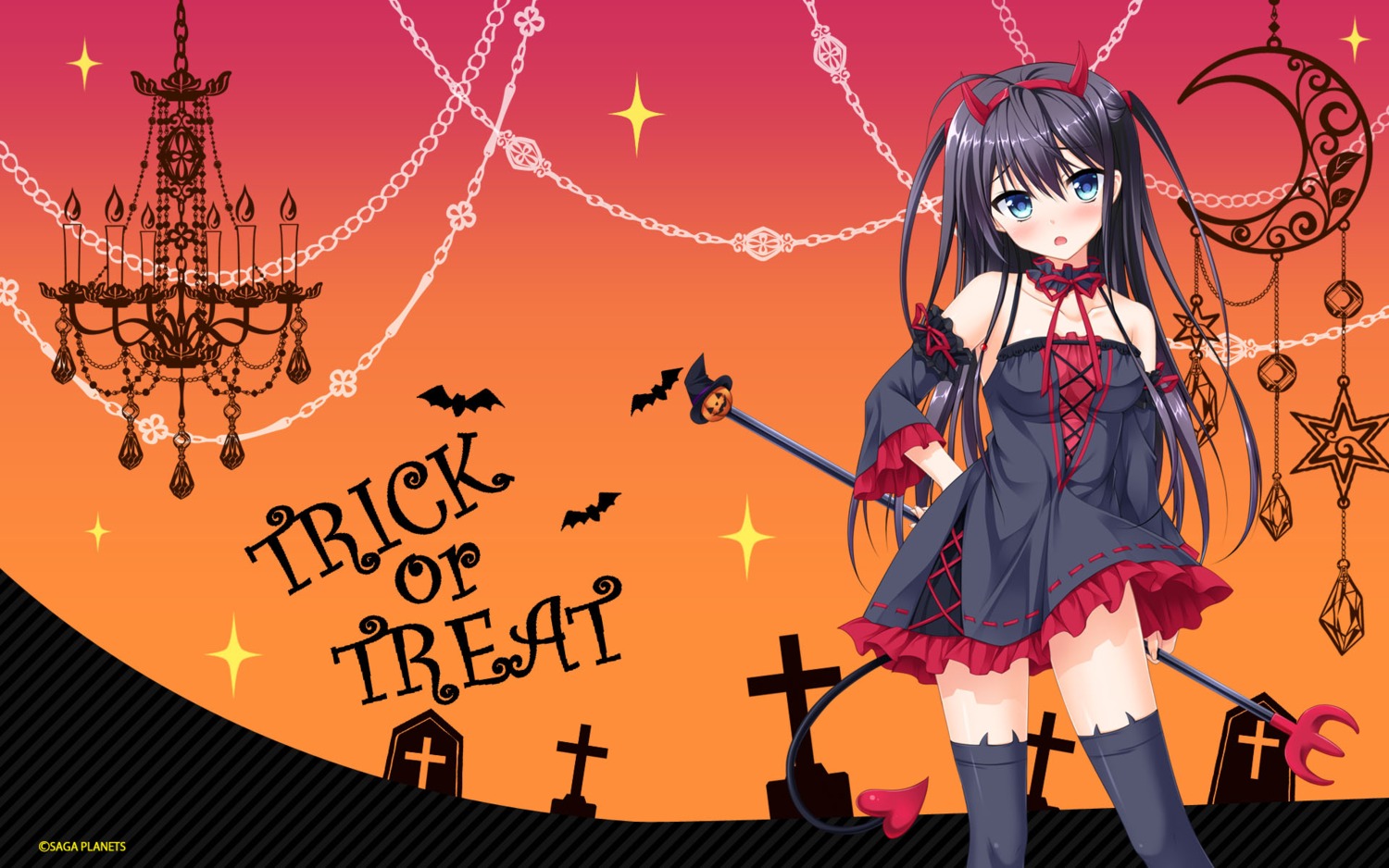 dress, floral_flowlove, gothic_lolita, halloween, horns, lolita_fashion, saga_planets, tail