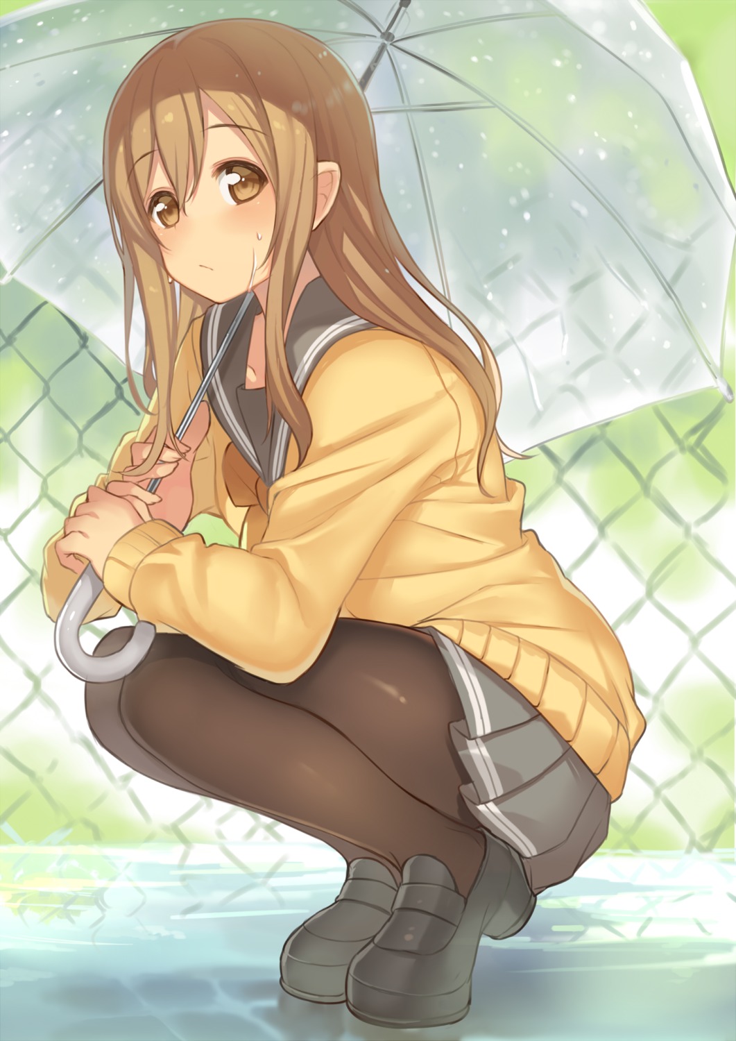 hajime_kaname, heels, kunikida_hanamaru, love_live!_(series), love_live!_sunshine!!, pantyhose, seifuku, sweater