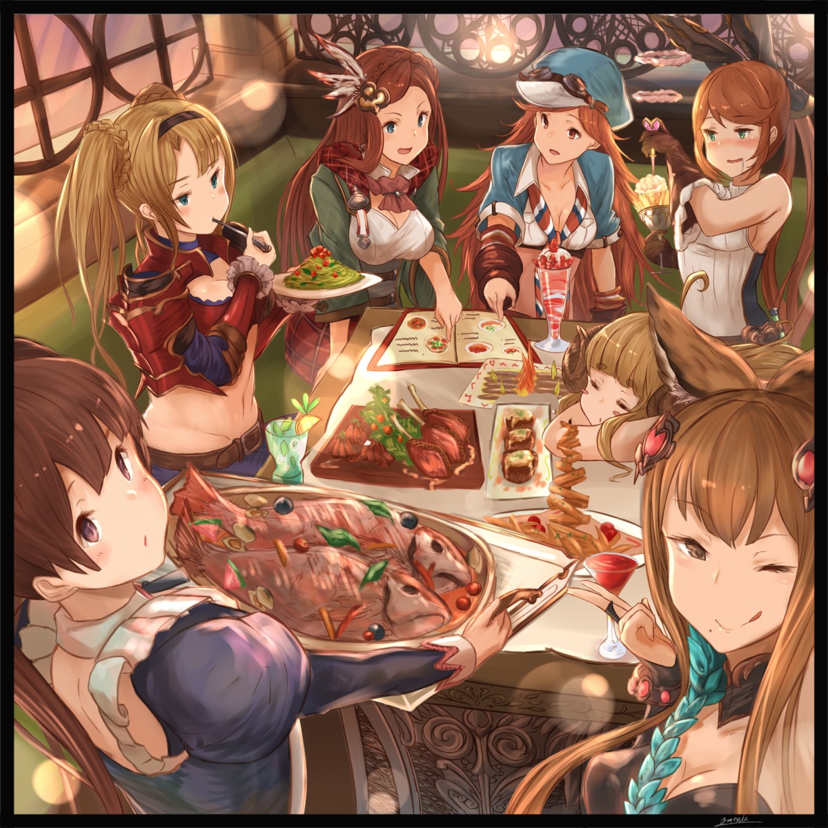 anila_(granblue_fantasy), animal_ears, armor, clarisse_(granblue_fantasy), cleavage, dorothy_(granblue_fantasy), granblue_fantasy, karen_(granblue_fantasy), mary_(granblue_fantasy), metella_(granblue_fantasy), yatsuka_(846), zeta_(granblue_fantasy)