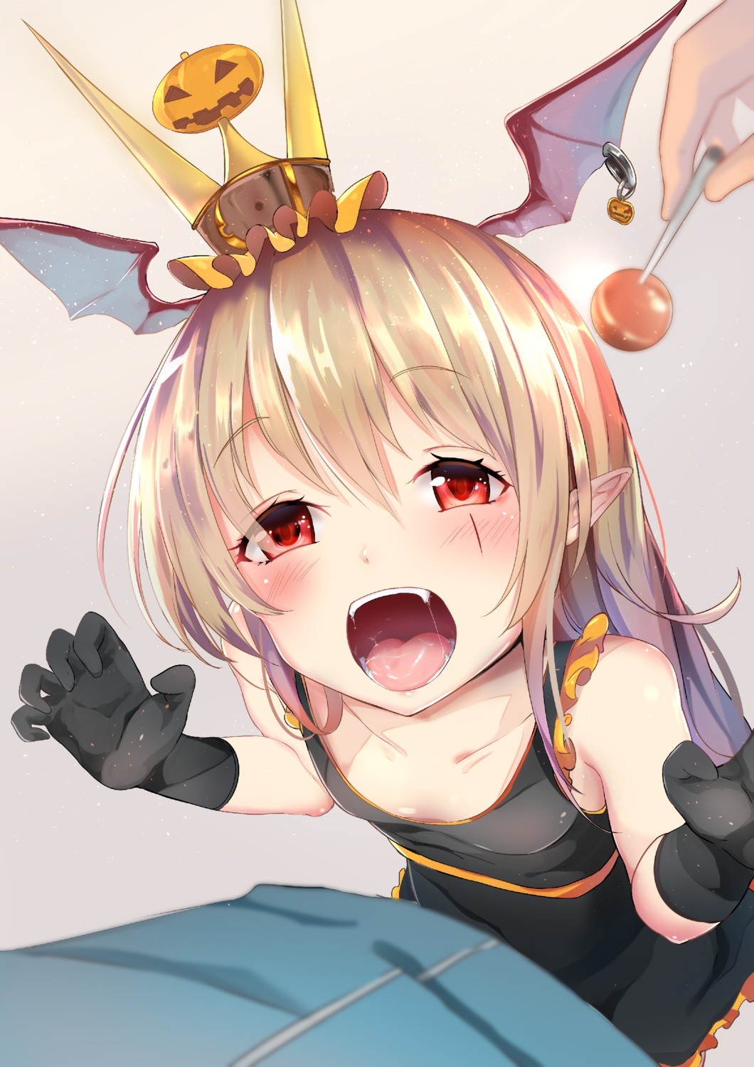 ase_tou_mi_kaameru, cleavage, dress, granblue_fantasy, halloween, pointy_ears, vampy_(shingeki_no_bahamut), wings