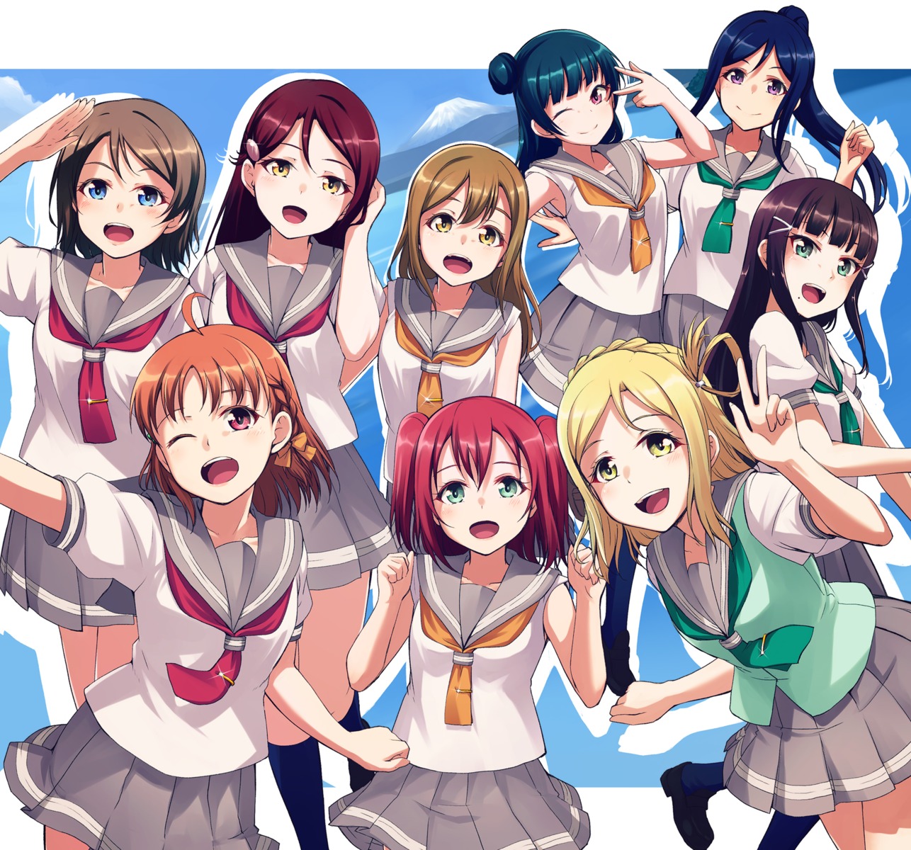 kunikida_hanamaru, kurosawa_dia, kurosawa_ruby, love_live!_(series), love_live!_sunshine!!, matsuura_kanan, nanotsuki, ohara_mari