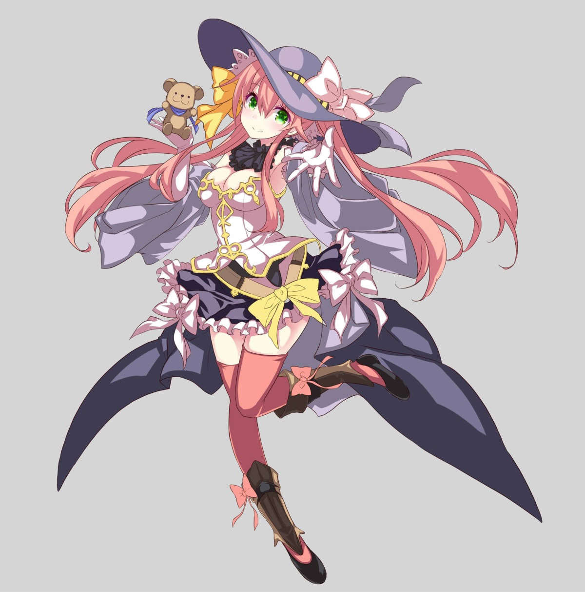 cleavage, flower_knight_girl, kurokawa_izumi, saffron, thighhighs