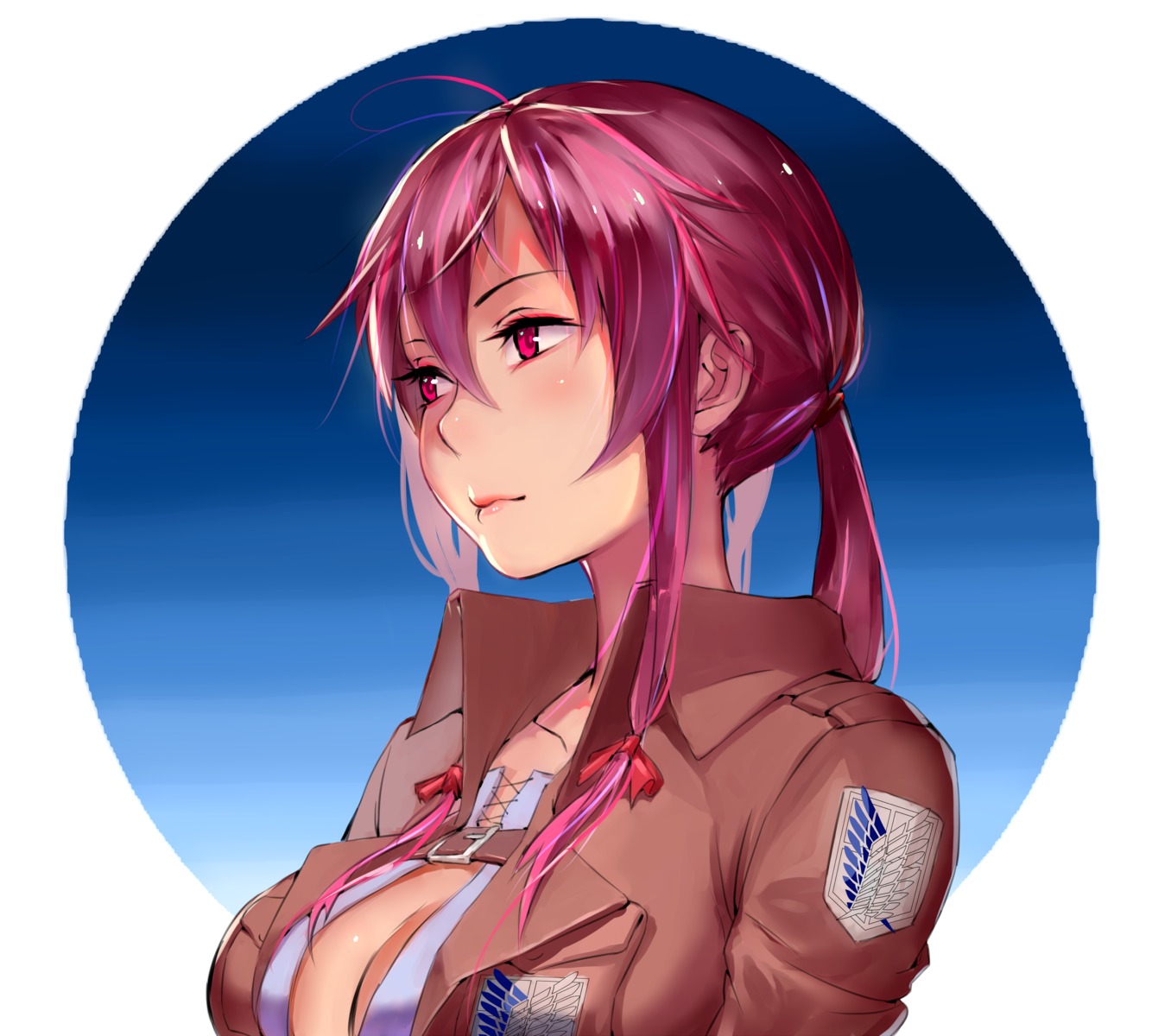 cleavage, cosplay, gasai_yuno, mirai_nikki, pauld, shingeki_no_kyojin, uniform