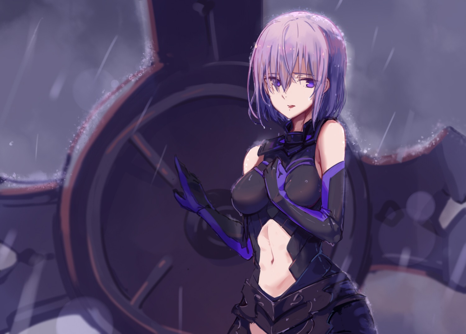 armor, breast_hold, fate/grand_order, hfp~kubiao, mash_kyrielight, wet