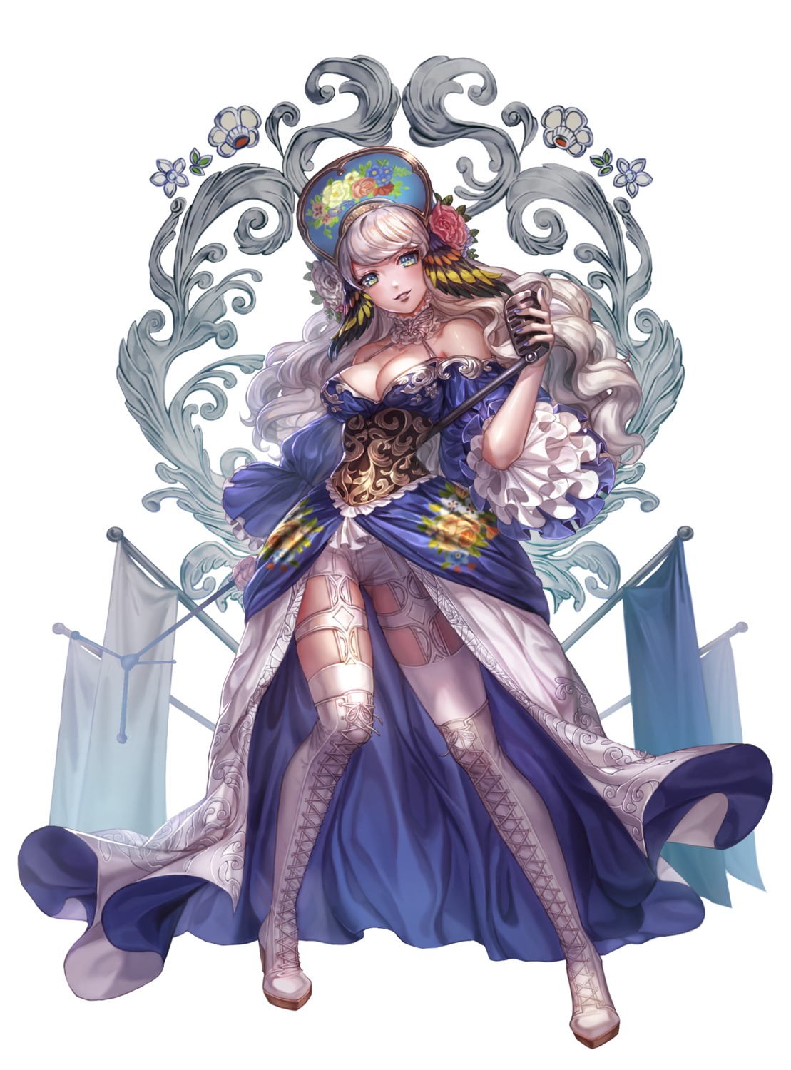 box_(hotpppink), cleavage, heels, stockings, thighhighs