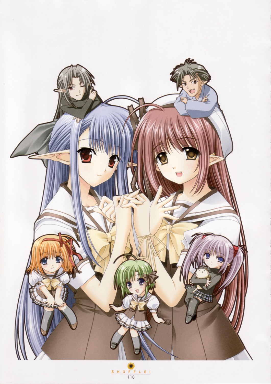 chibi, eustoma, forbesii, fuyou_kaede, lisianthus, nerine, nishimata_aoi, pointy_ears, primula, seifuku, shigure_asa, shuffle, suzuhira_hiro, thighhighs