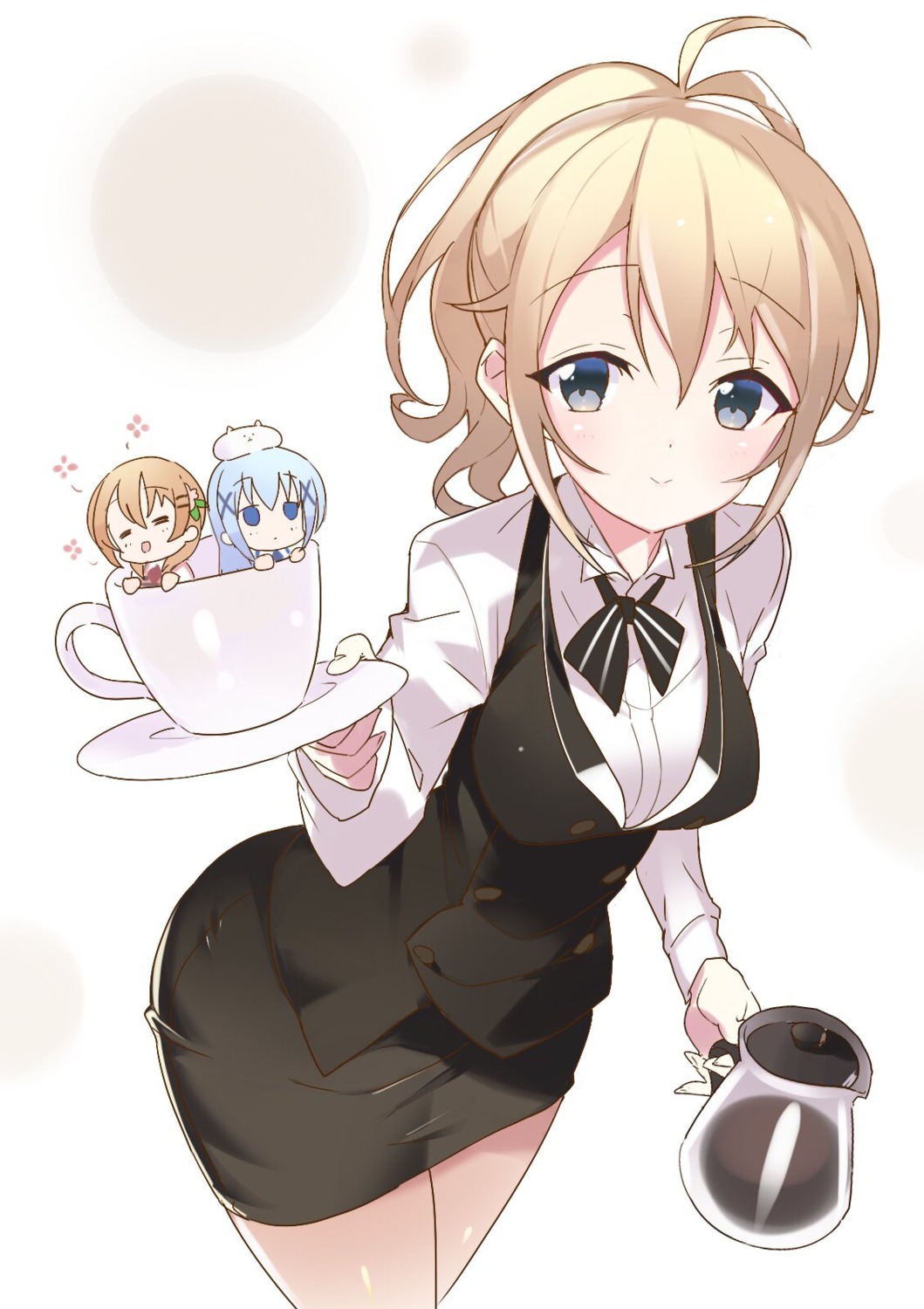 aoyama_midori, gochuumon_wa_usagi_desu_ka?, hoto_cocoa, kafuu_chino, rassie, tippy_(gochiusa), waitress