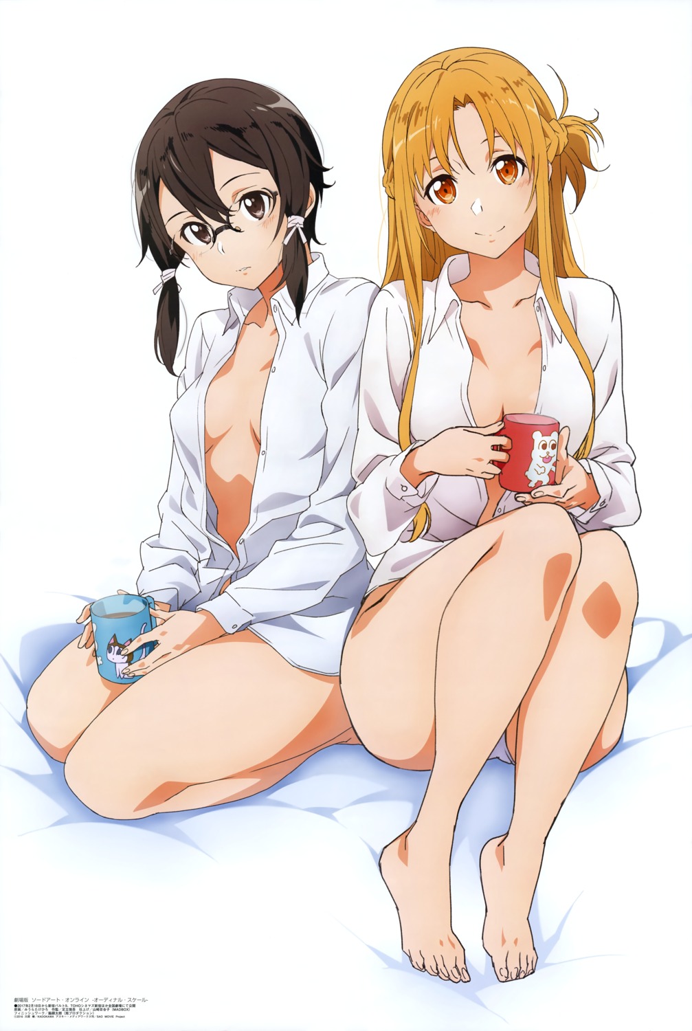 asada_shino, ass, asuna_(sword_art_online), cleavage, dress_shirt, feet, megane, miura_takehiro, no_bra, open_shirt, pantsu, sword_art_online, sword_art_online_ordinal_scale