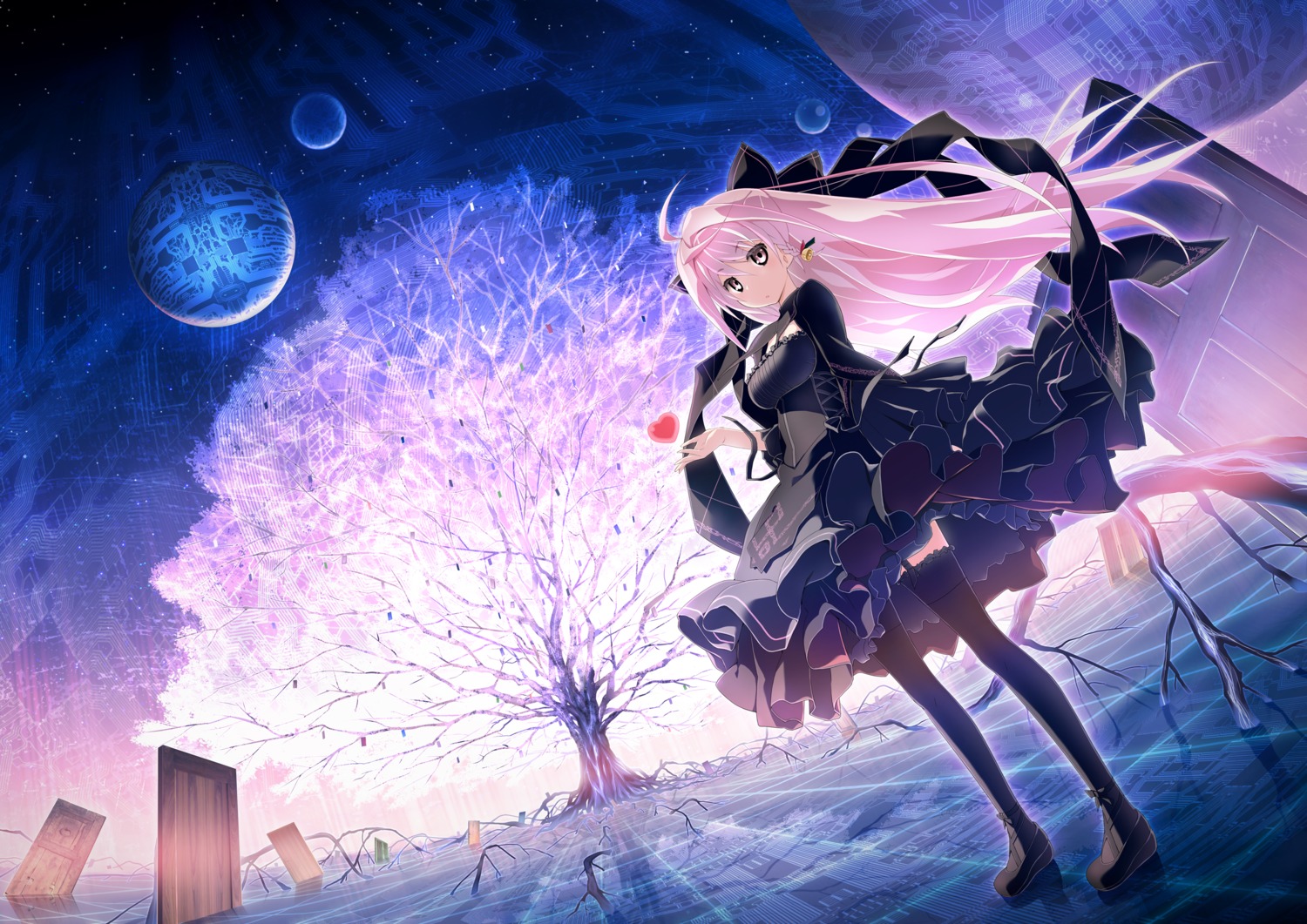 akata_itsuki, alpha_(kokoro_rista!), dress, gothic_lolita, kokoro_rista!, lolita_fashion, q-x, stockings, thighhighs