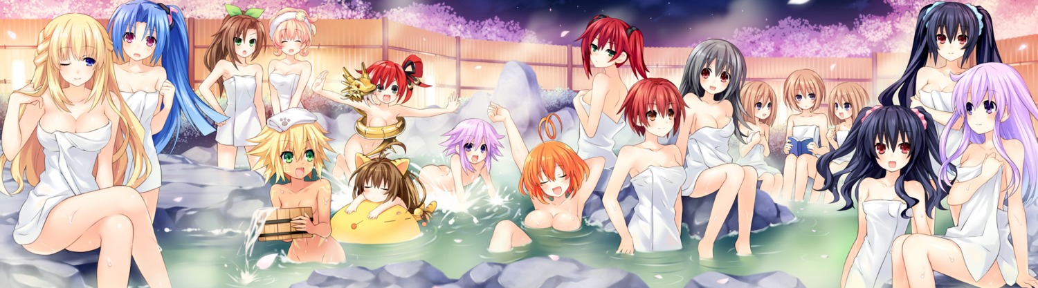5pb._(choujigen_game_neptune), animal_ears, blanc, breast_hold, broccoli_(choujigen_game_neptune), cave_(choujigen_game_neptune), choujigen_game_neptune, compa, cyberconnect2_(choujigen_game_neptune), falcom_(choujigen_game_neptune), if_(choujigen_game_neptune), marvelousaql_(choujigen_game_neptune), naked, nepgear, neptune, noire, onsen, ram_(choujigen_game_neptune), red_(choujigen_game_neptune), rom_(choujigen_game_neptune), tail, tekken_(choujigen_game_neptune), towel, tsunako, uni_(choujigen_game_neptune), wet