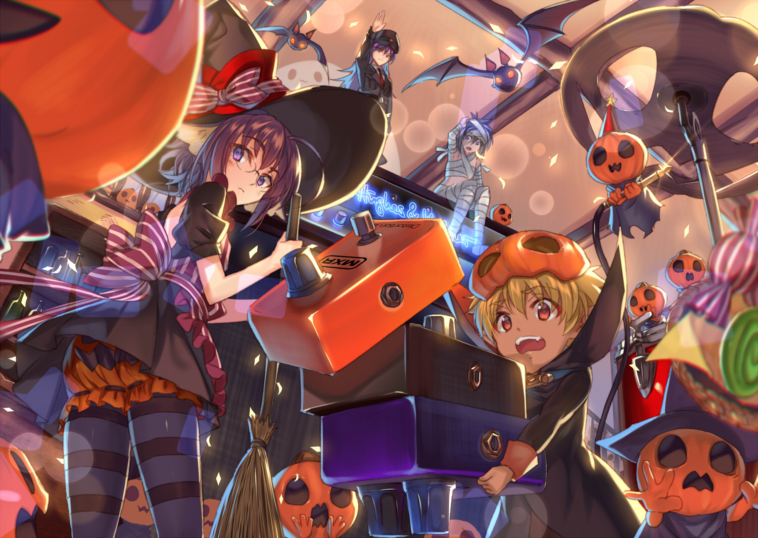 bandages, bloomers, dress, halloween, kabotya, megane, naked_ribbon, pantyhose