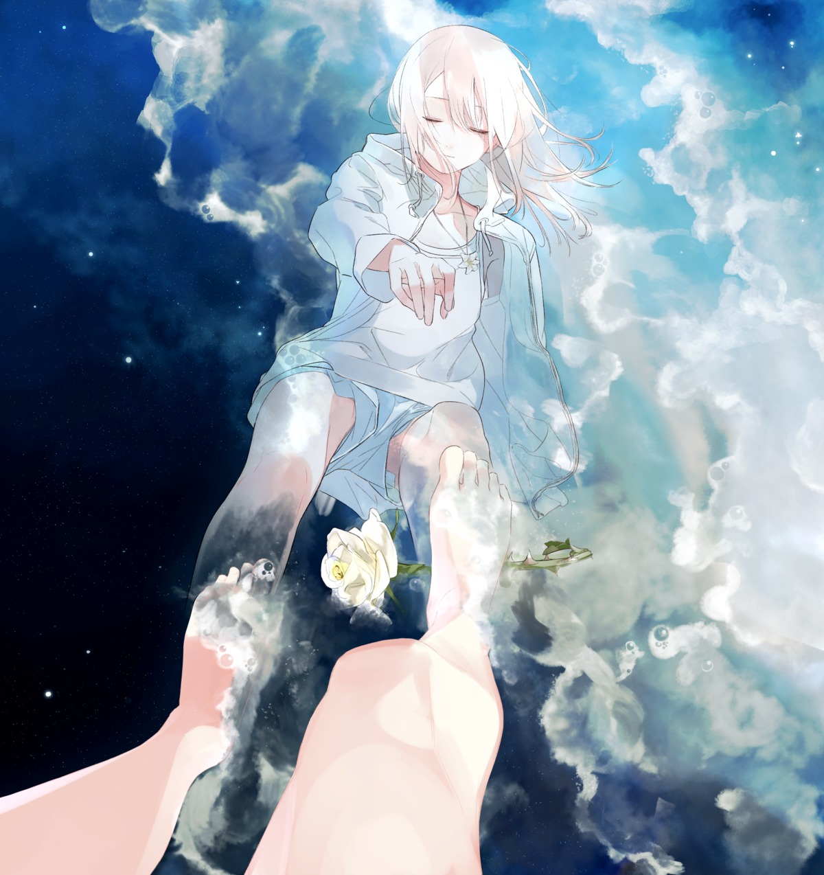 aspara, feet, wet