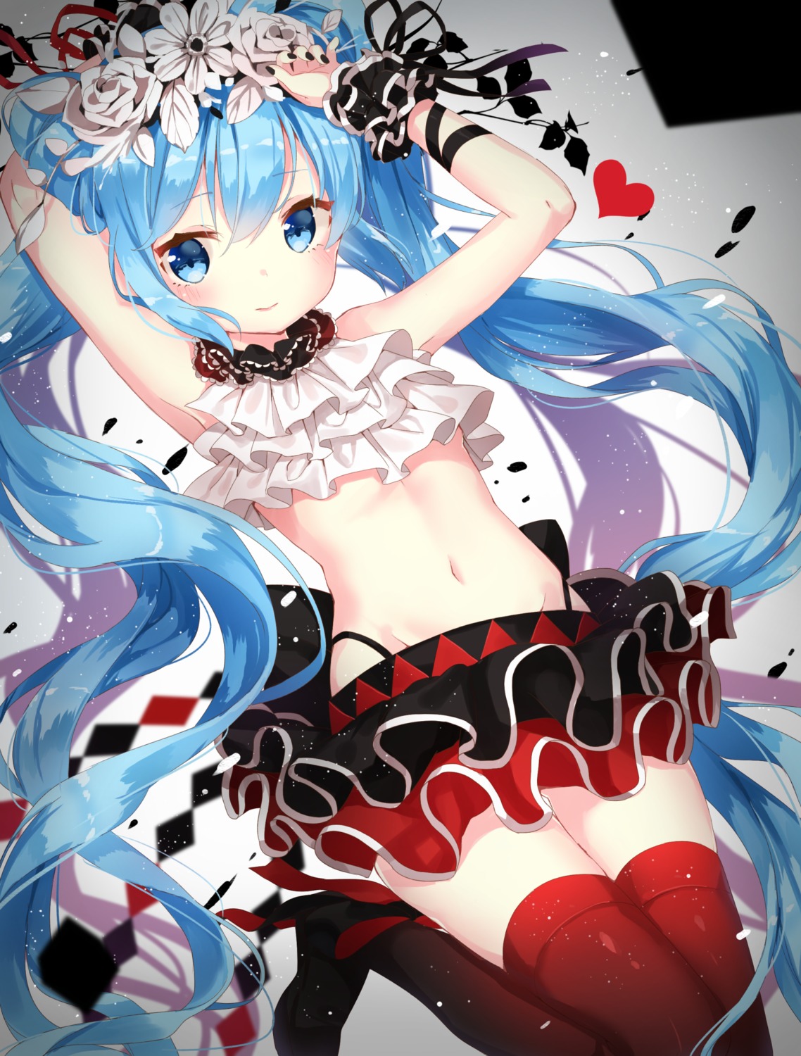 hatsune_miku, heels, jimmy, nisoku_hokou_(vocaloid), thighhighs, vocaloid