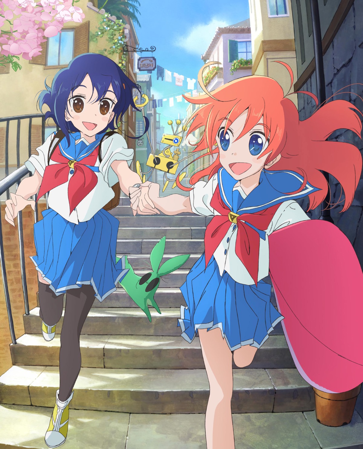 flip_flappers, kojima_takashi, kokomine_cocona, papika, seifuku, thighhighs
