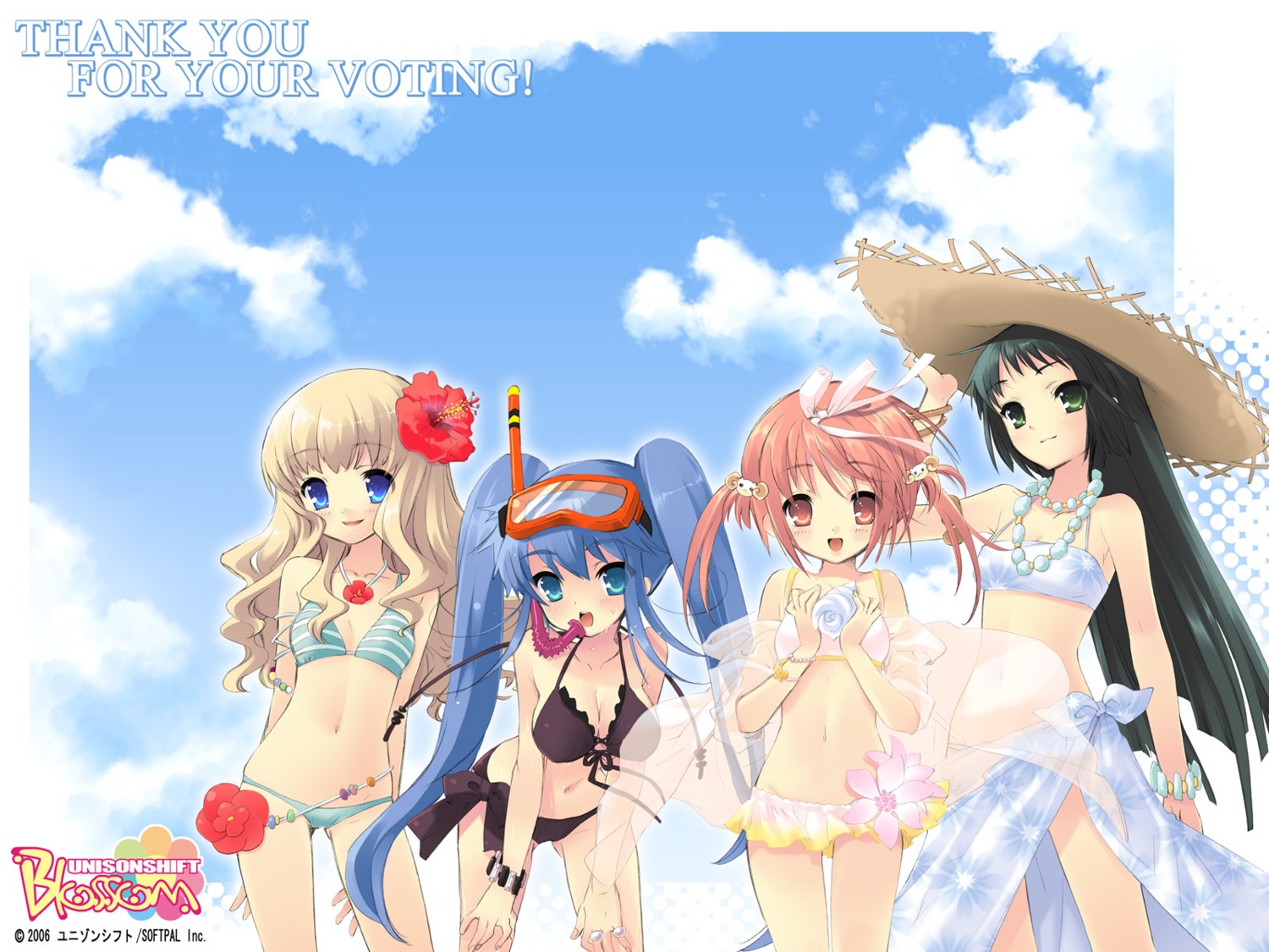 akihime_sumomo, bikini, cleavage, ito_noizi, koiwai_flora, nanatsuiro_drops, see_through, swimsuits