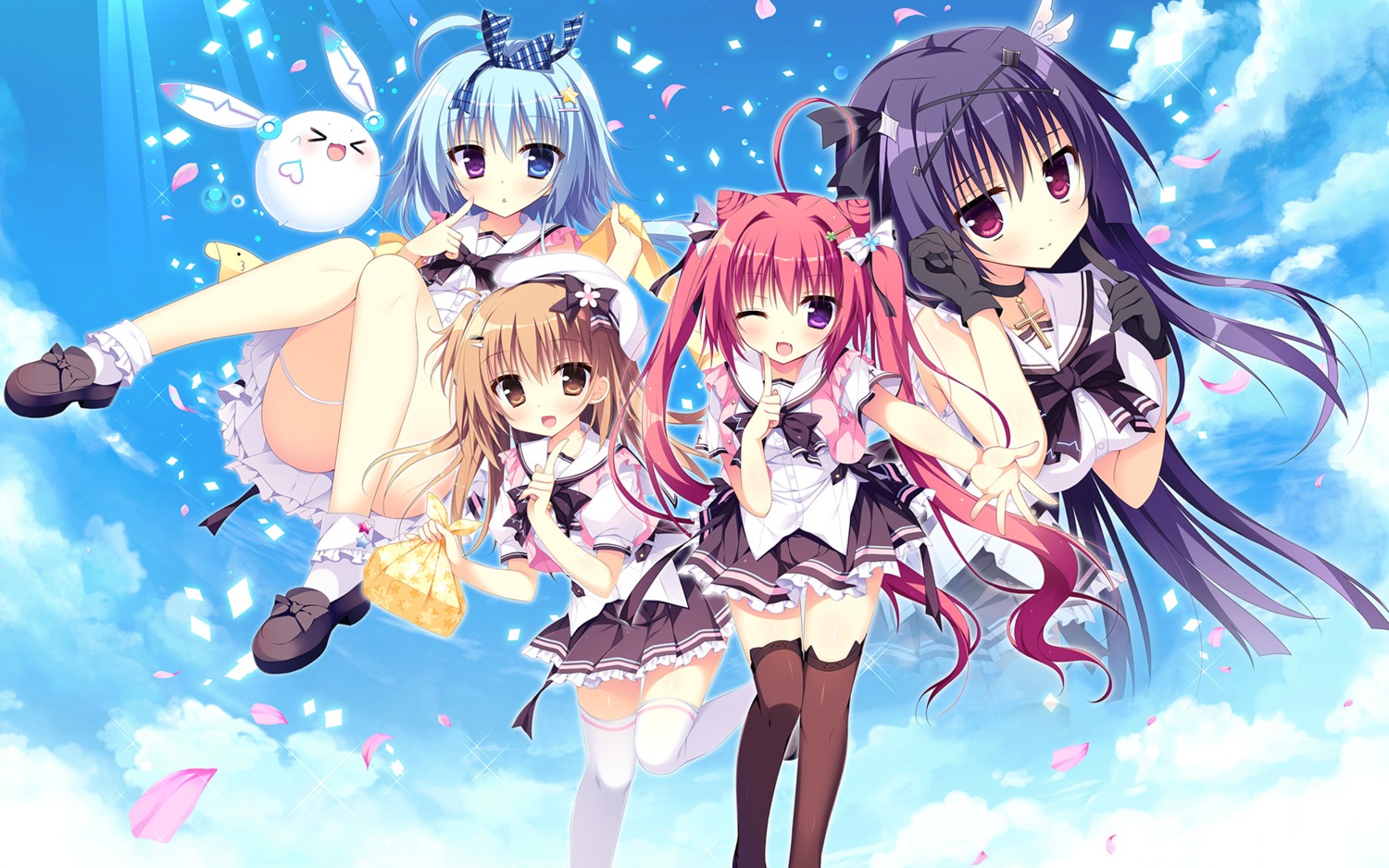 eu-kun, garter, hearts, heterochromia, nagi_kisara, nanakuni_kotone, natsuiro_kokoro_log, natsuiro_kokoro_log_happy_summer
