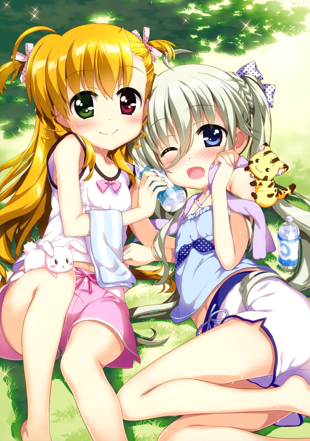 asteion, einhart_stratos, fujima_takuya, heterochromia, mahou_shoujo_lyrical_nanoha, mahou_shoujo_lyrical_nanoha_vivid, sacred_heart, towel, vivio