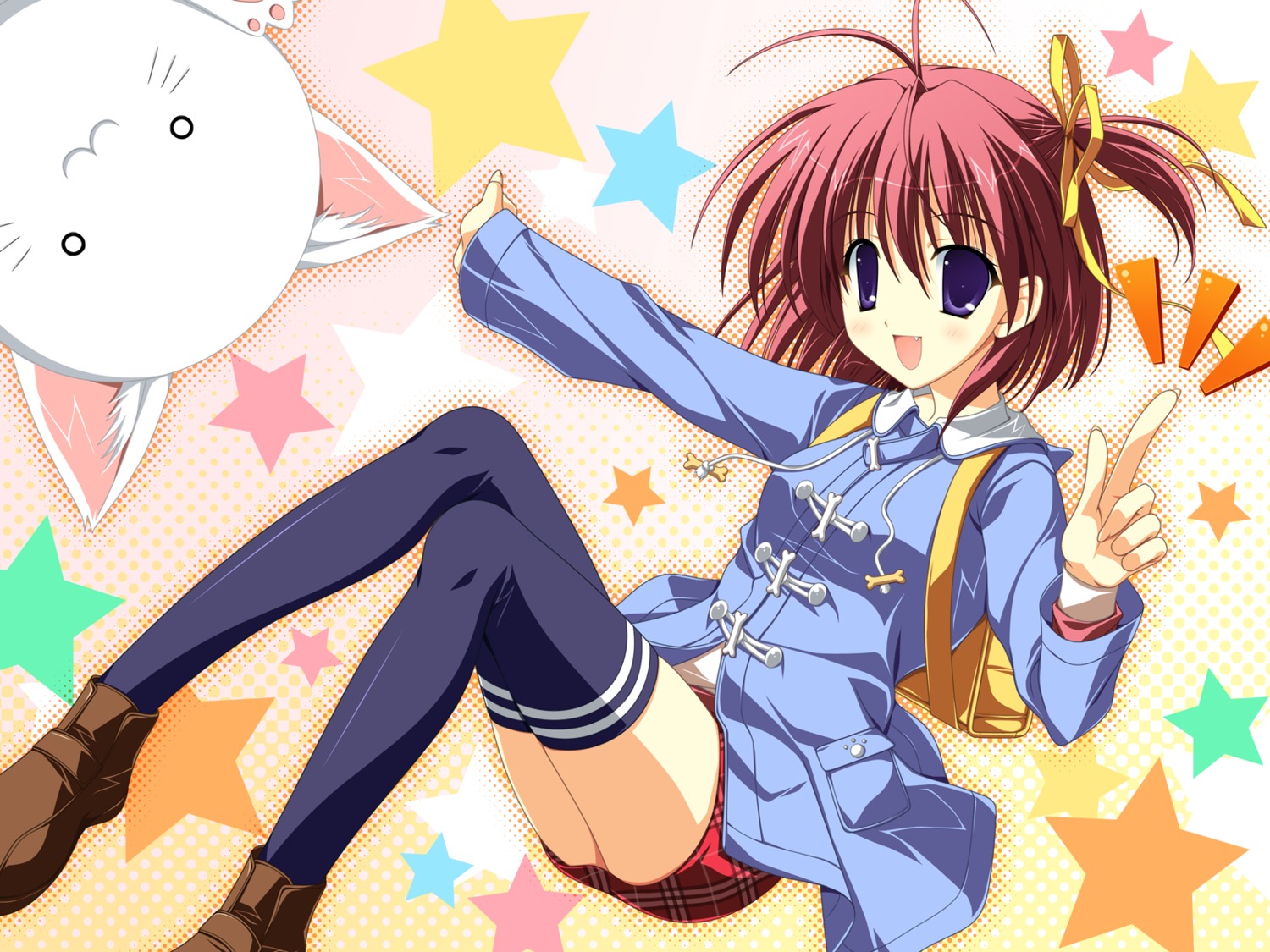 kawahara_touka, konneko, lyrical_ds, naruse_mamoru, neko, thighhighs, wallpaper