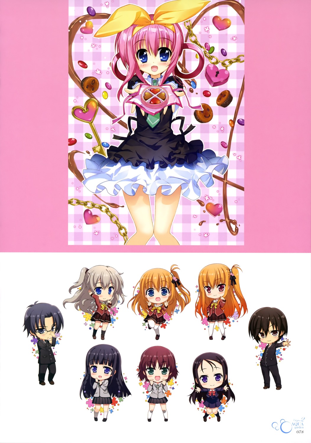charlotte, chibi, crossover, dress, fujima_takuya, kurobane_misa, megane, mishima_(charlotte)