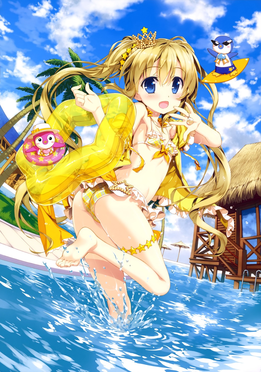 ass, bikini, cardfight_vanguard, feet, fujima_takuya, garter, swimsuits, wet