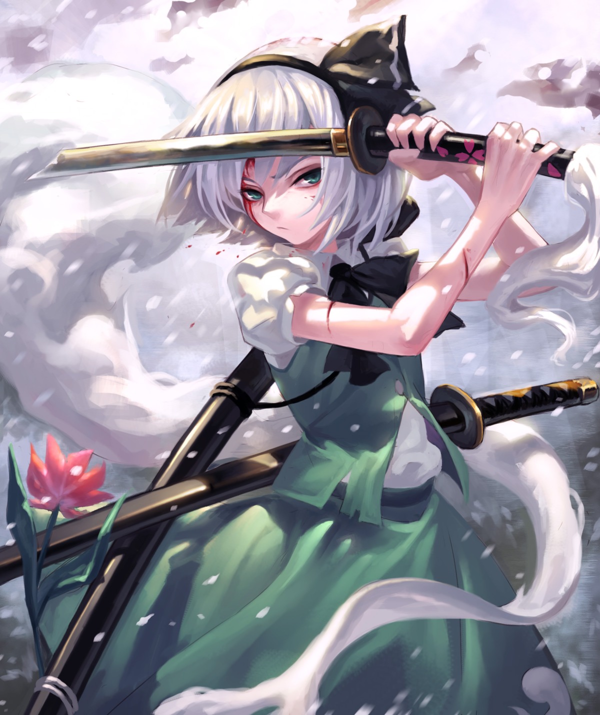blood, konpaku_youmu, sword, touhou, zengxianxin