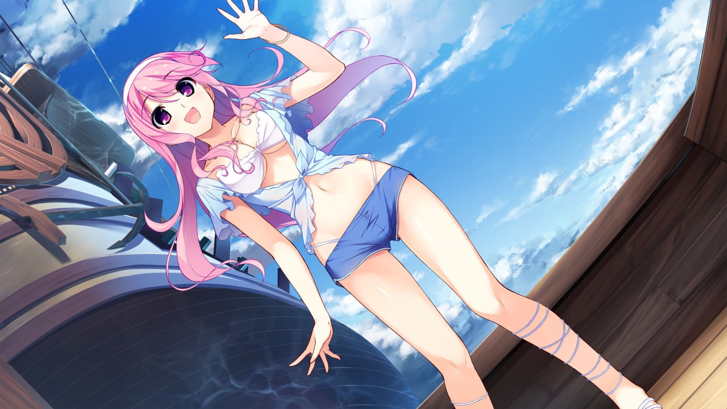 bikini, cleavage, front_wing, fumio, game_cg, hatsuru_koto_naki_mirai_yori, meltyna, open_shirt