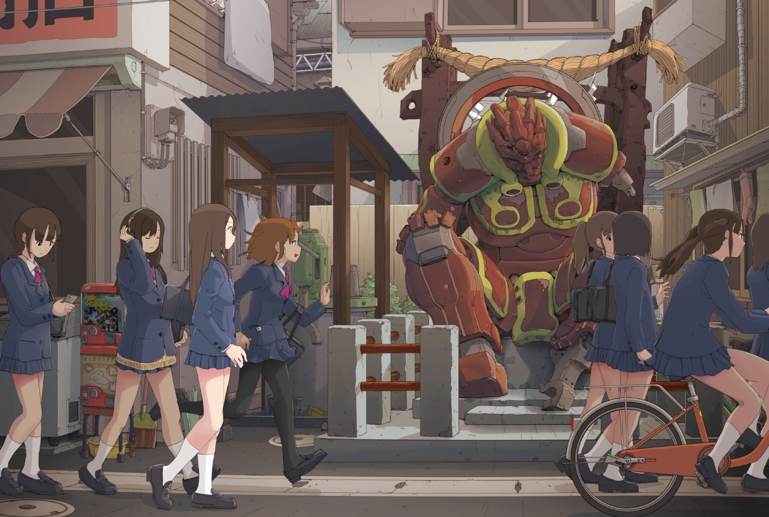 headphones, mecha, pantyhose, seifuku, sukabu