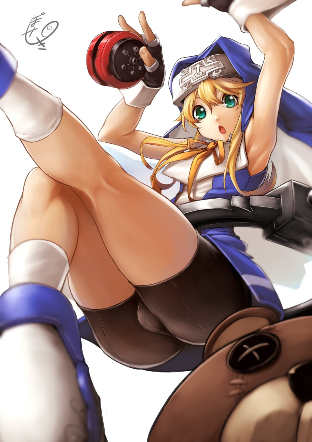 bike_shorts, bridget_(guilty_gear), guilty_gear, poseki, trap
