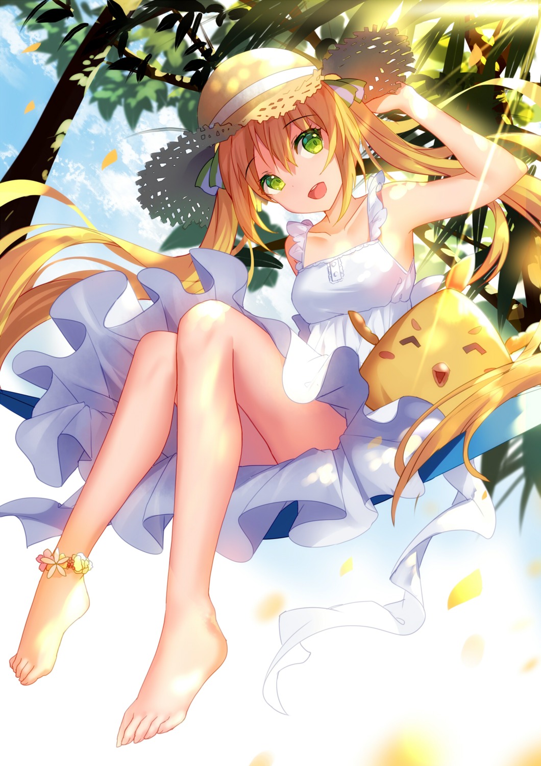 bison_cangshu, dress, feet, hayakawa_kokona, idol_memories, summer_dress