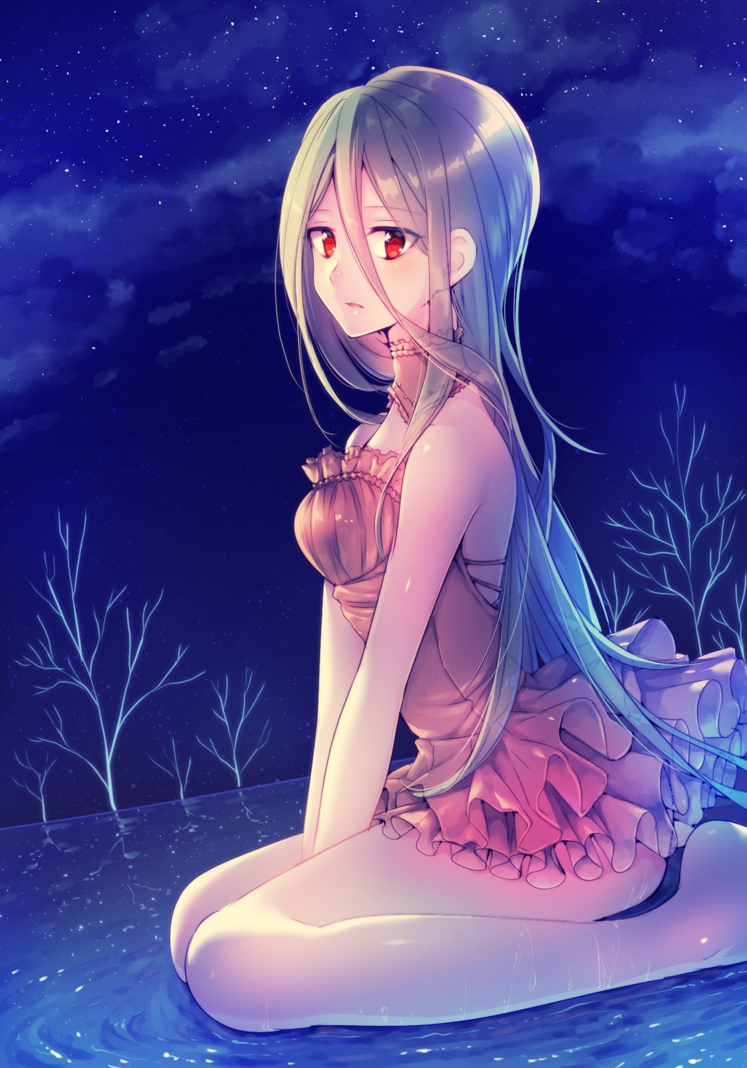 asaka_momore, dress, wet
