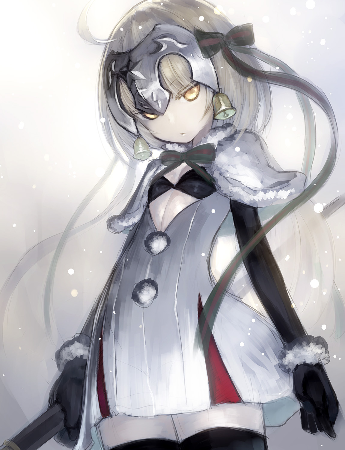 bikini_top, capricio, cleavage, dress, fate/grand_order, jeanne_d'arc_alter_santa_lily, swimsuits, thighhighs, weapon