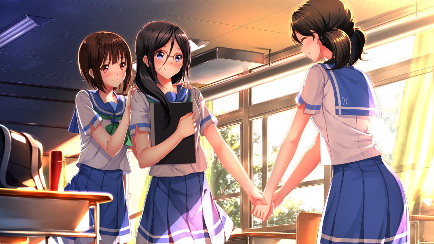 hibike!_euphonium, megane, nakaseko_kaori, ogasawara_haruka, seifuku, swordsouls, tanaka_asuka, wallpaper