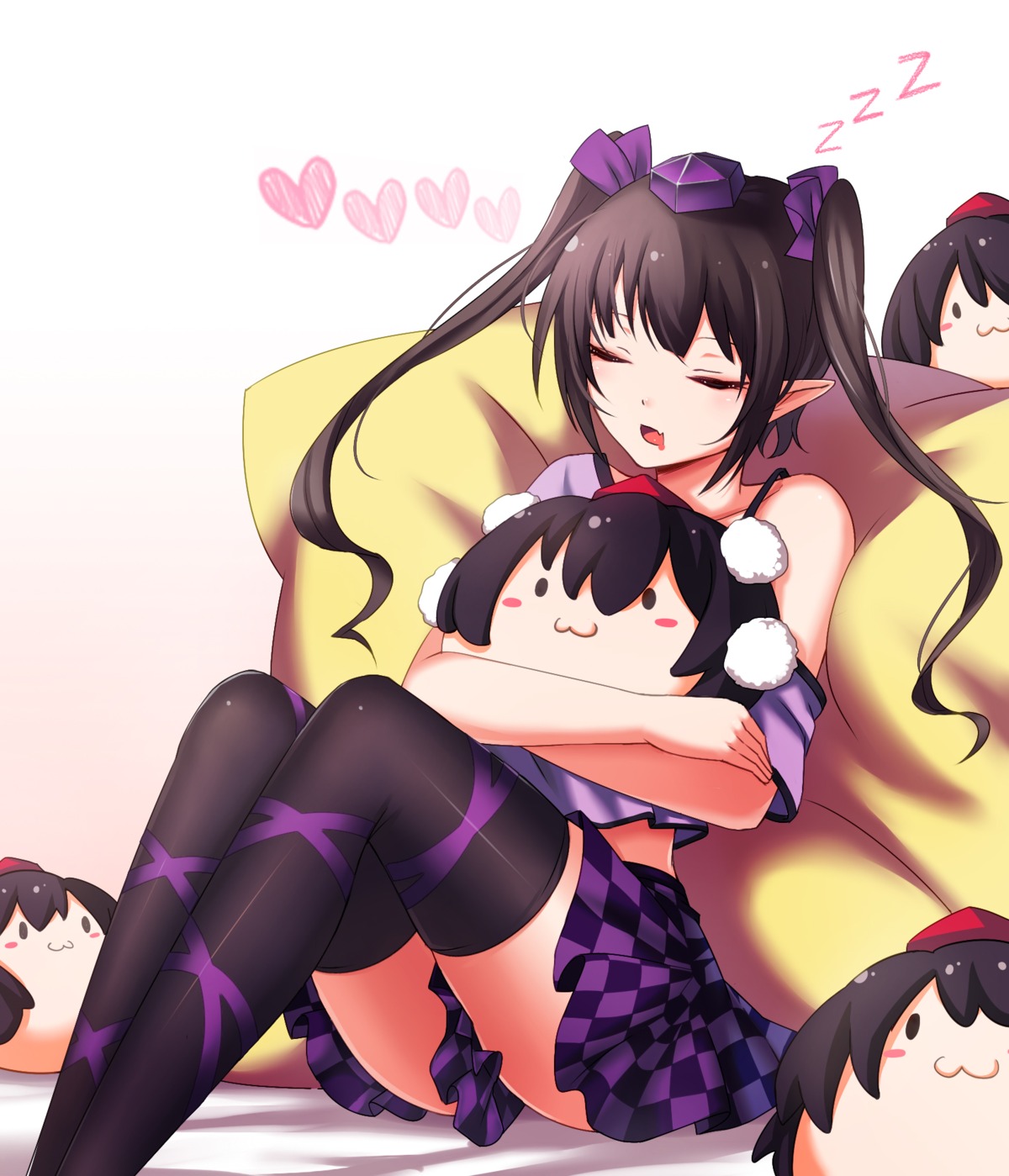 himekaidou_hatate, koissa, pointy_ears, shameimaru_aya, thighhighs, touhou