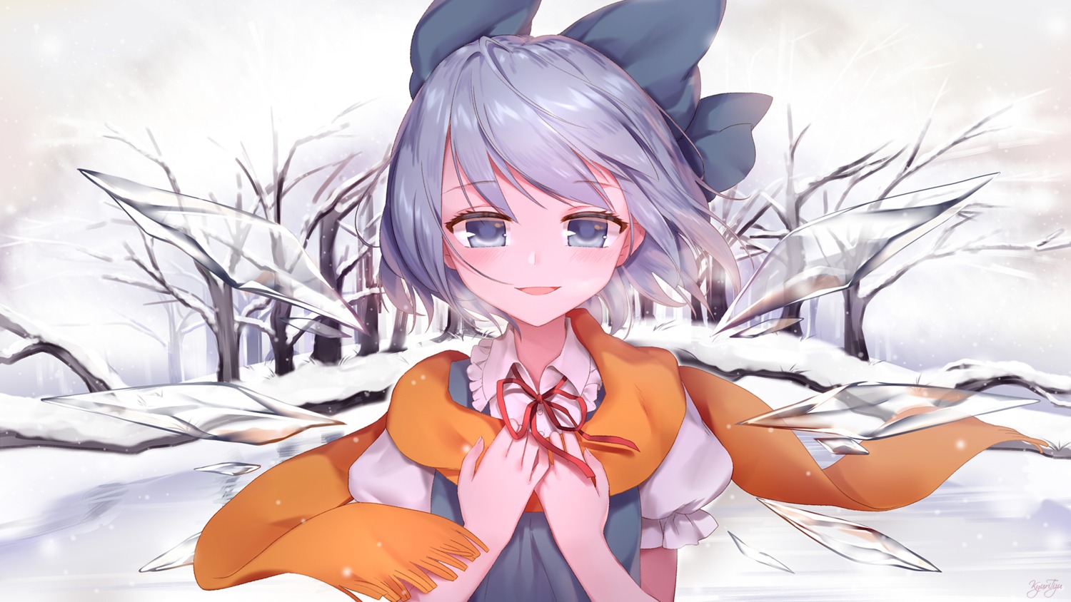 cirno, kyuri_tizu, touhou, wallpaper, wings