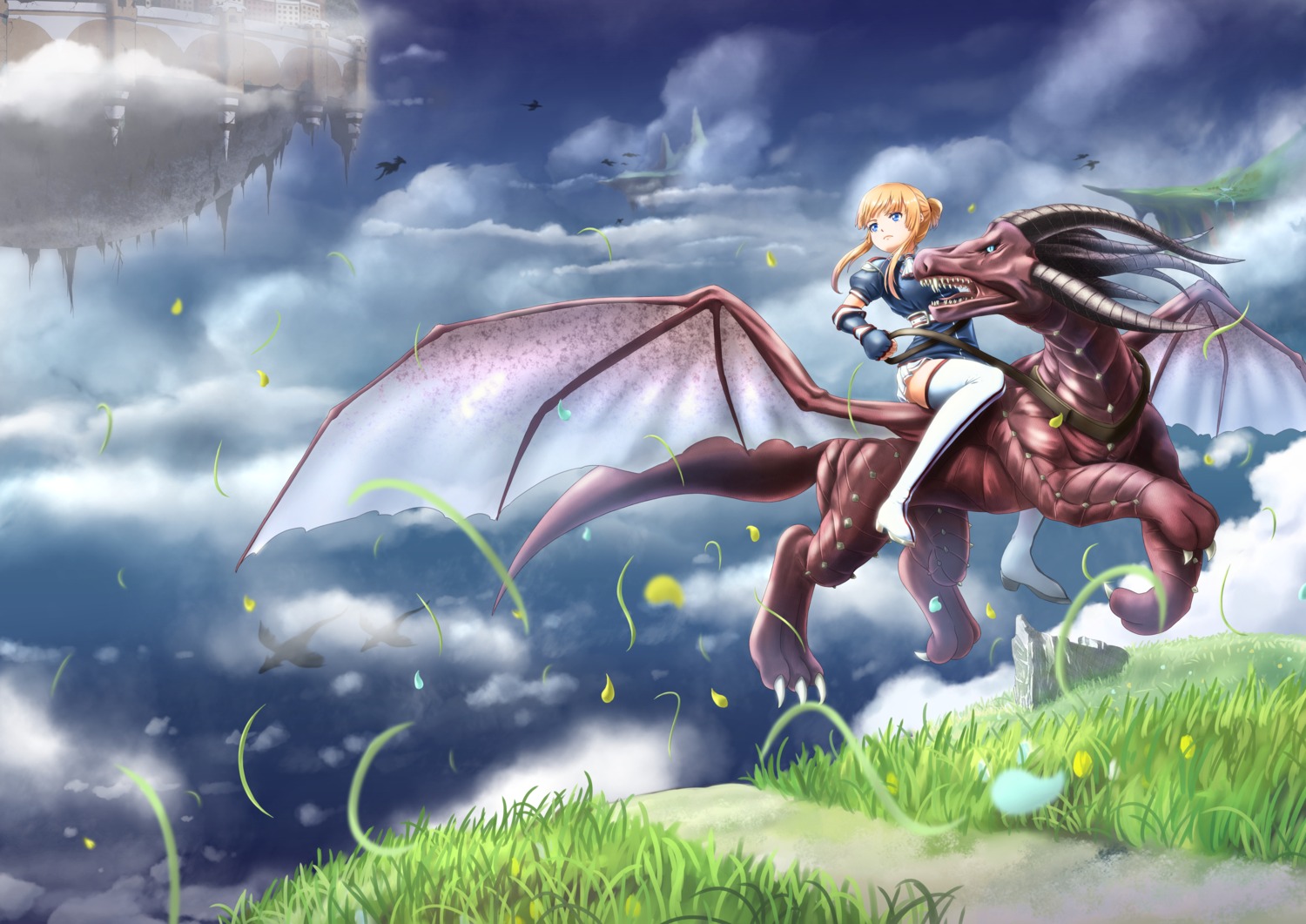 heels, landscape, monster, parsue, thighhighs