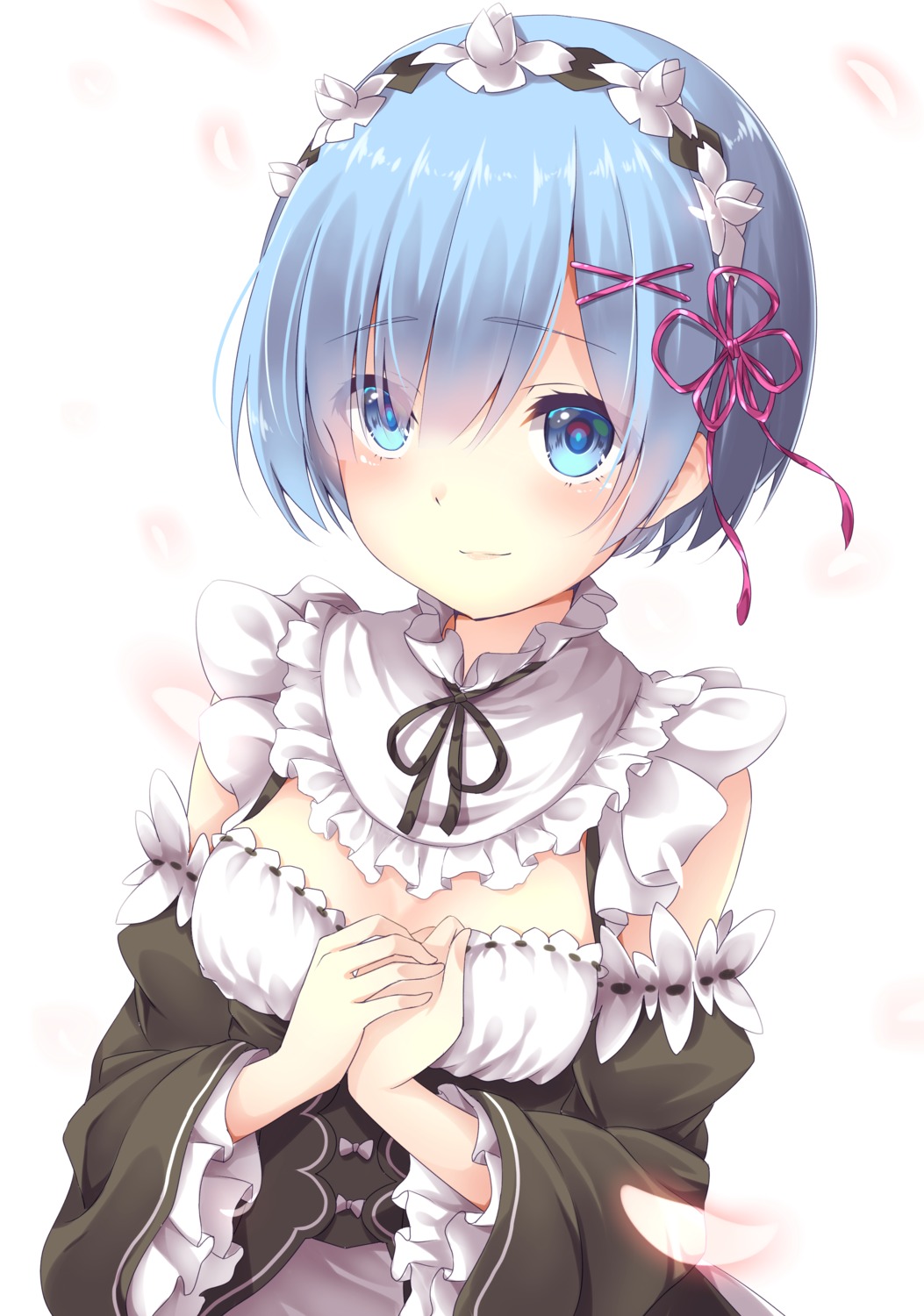 amane_tari, cleavage, maid, re:zero_kara_hajimeru_isekai_seikatsu, rem_(re_zero)