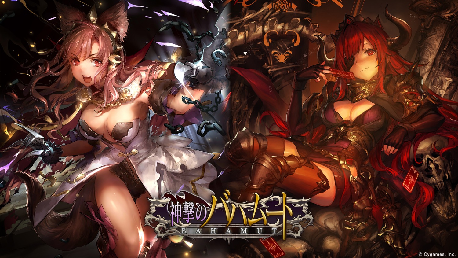 armor, cleavage, eyepatch, horns, liiko, lm7, no_bra, shingeki_no_bahamut