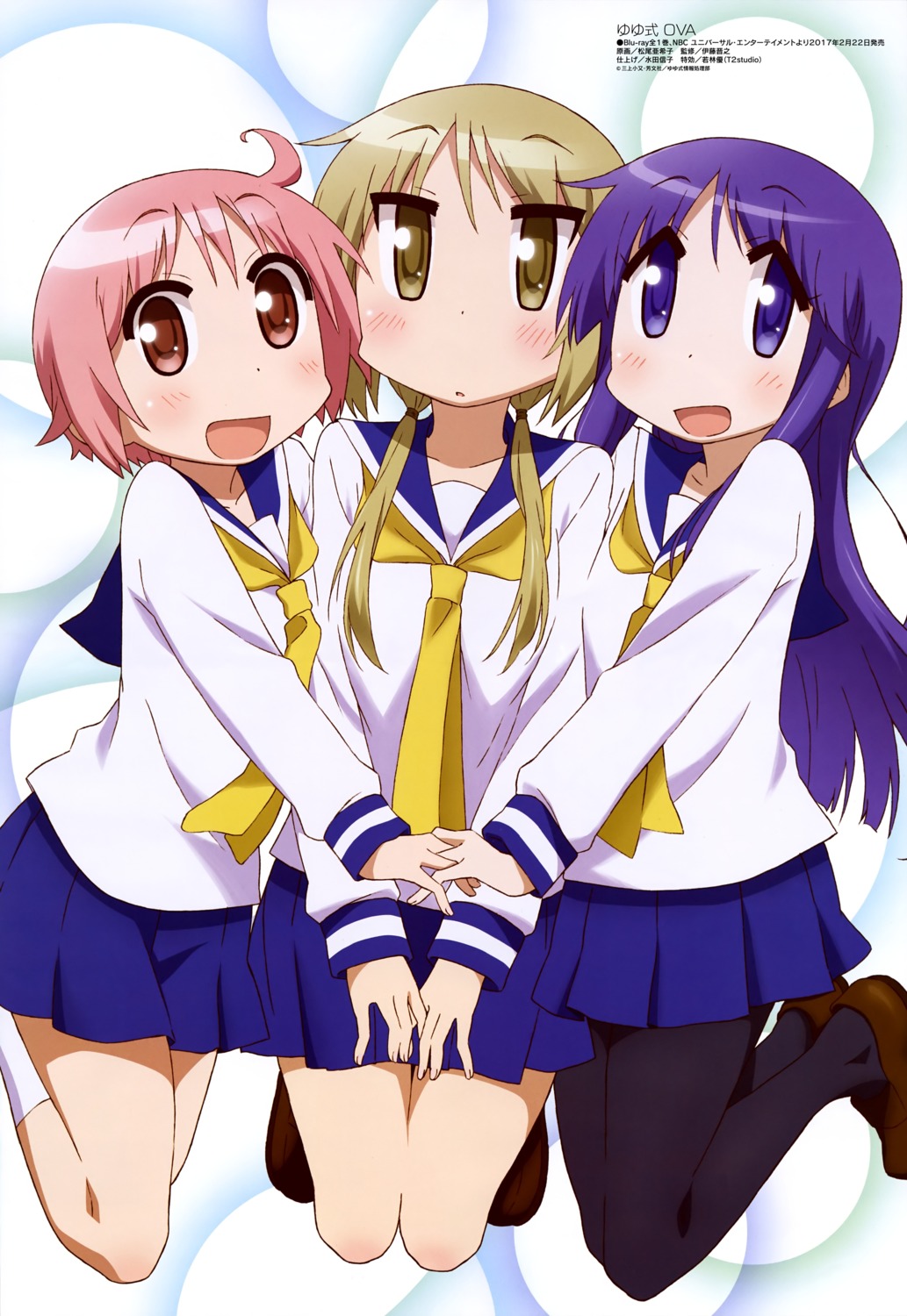 hinata_yukari, ichii_yui, matsuo_akiko, nonohara_yuzuko, pantyhose, seifuku, yuyushiki