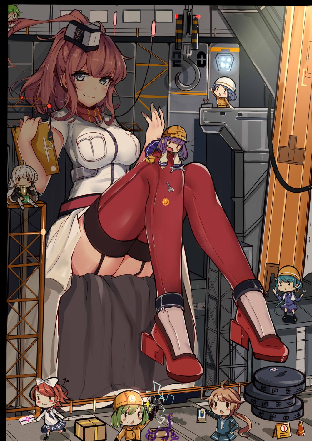 fairy_(kancolle), heels, kantai_collection, saratoga_(kancolle), seifuku, slm, stockings, thighhighs, uniform