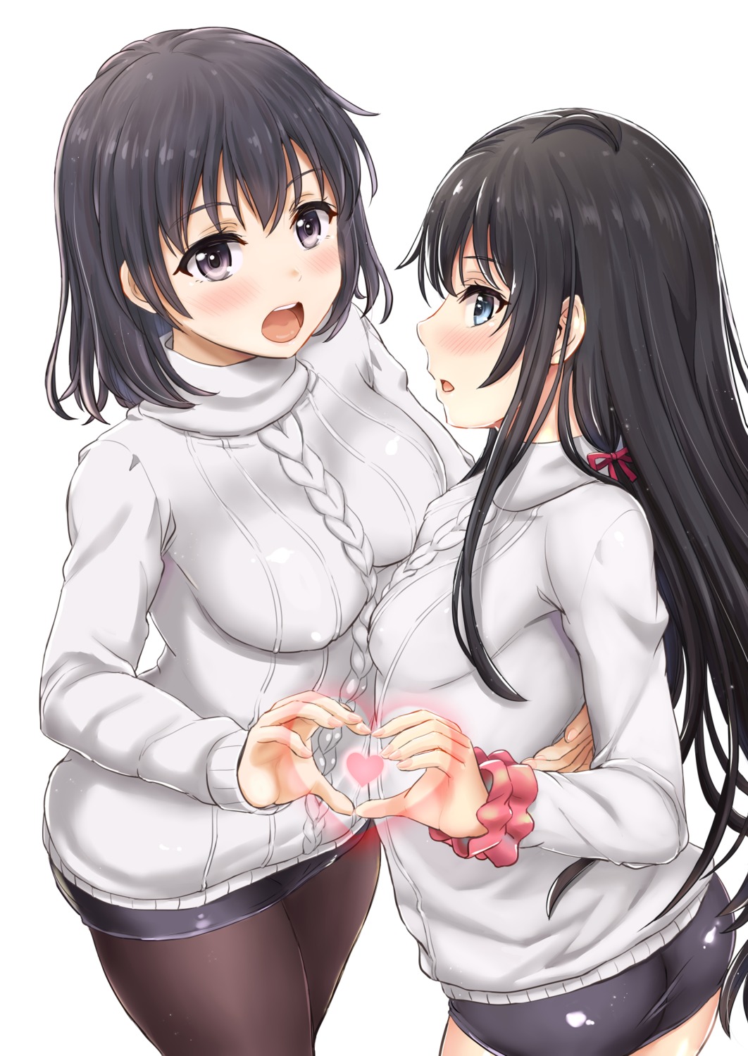 ass, inanaki_shiki, pantyhose, sweater, yahari_ore_no_seishun_lovecome_wa_machigatteiru., yukinoshita_haruno, yukinoshita_yukino