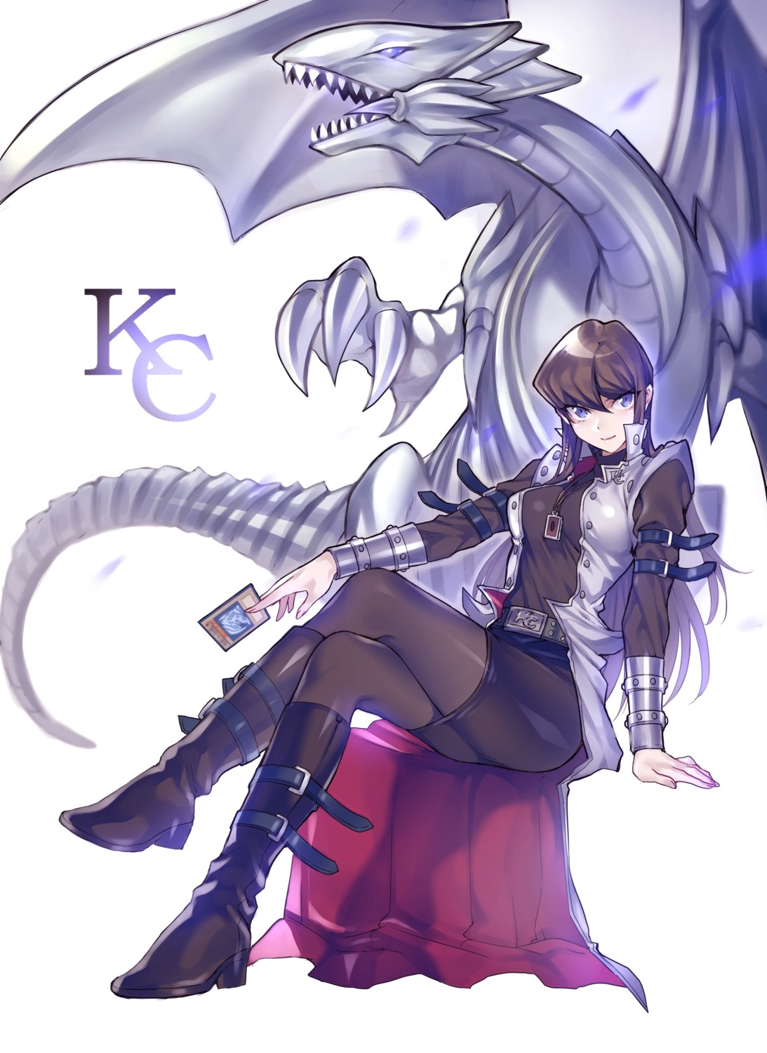 blue_eyes_white_dragon, genderswap, heels, kaiba_seto, maruchi, monster, pantyhose, yugioh