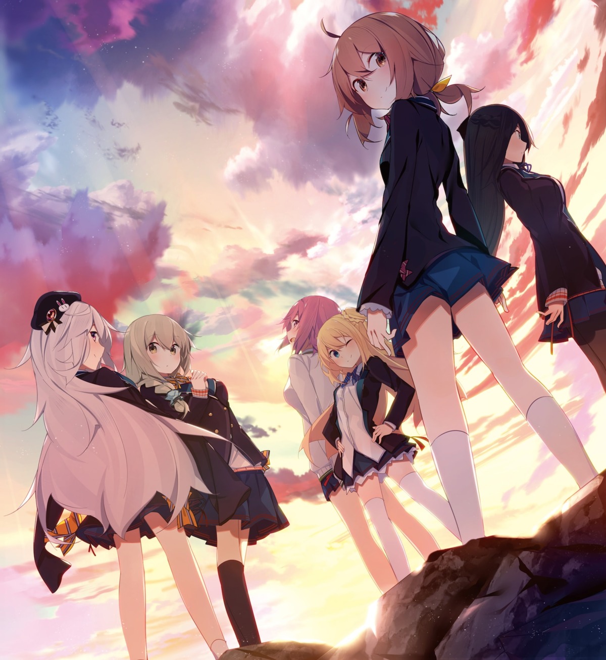 benio_(dontsugel), kanade_(lack_girl), lack_girl, mizuha_(lack_girl), pantyhose, ritsu_(lack_girl), satsuki_(lack_girl), seifuku, subaru_(lack_girl), sweater, thighhighs, tsumugi_(lack_girl)