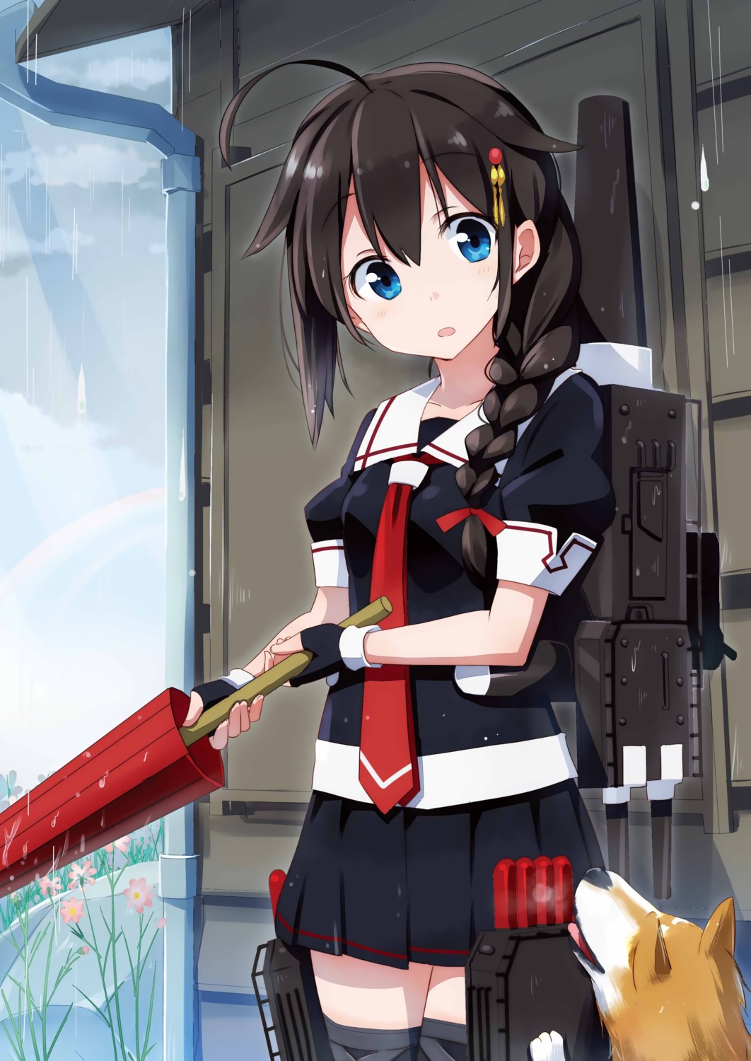 ayuya_naka_no_hito, gochou_(comedia80), kantai_collection, seifuku, shigure_(kancolle), umbrella