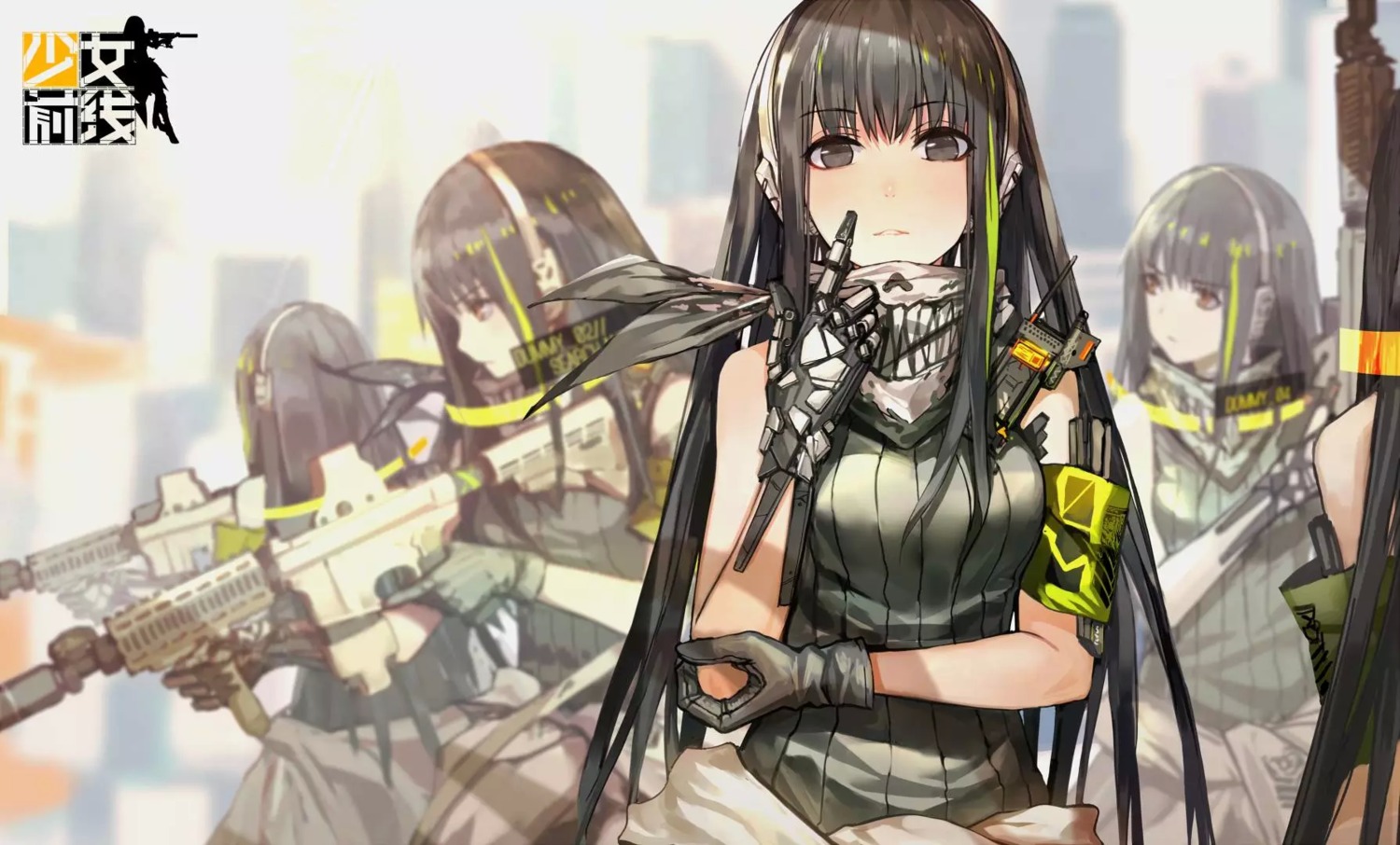 girls_frontline, gun, headphones, jpeg_artifacts, lowlight_kirilenko, m4a1_(girls_frontline), wallpaper