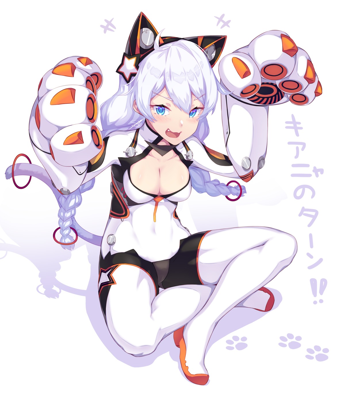 animal_ears, benghuai_xueyuan, bodysuit, cleavage, dev, kiana_kaslana, nekomimi, tail