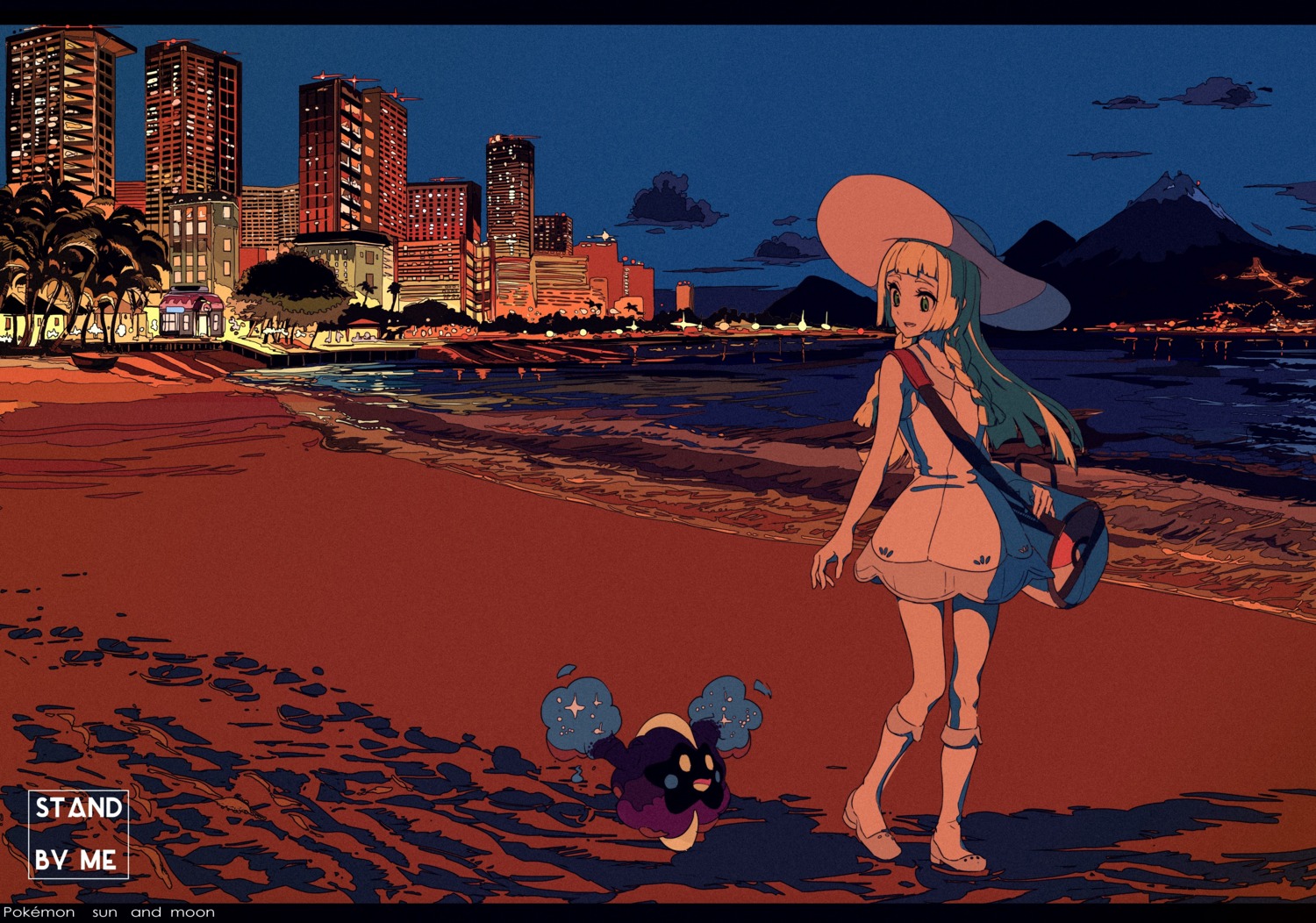 cogecha, cosmog, landscape, lillie_(pokemon), pokemon, pokemon_sm, pokemon_usum
