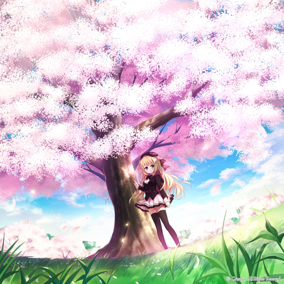 campus, hatsukoi_*_syndrome, lunalight_baker, nagayama_yuunon, seifuku, thighhighs