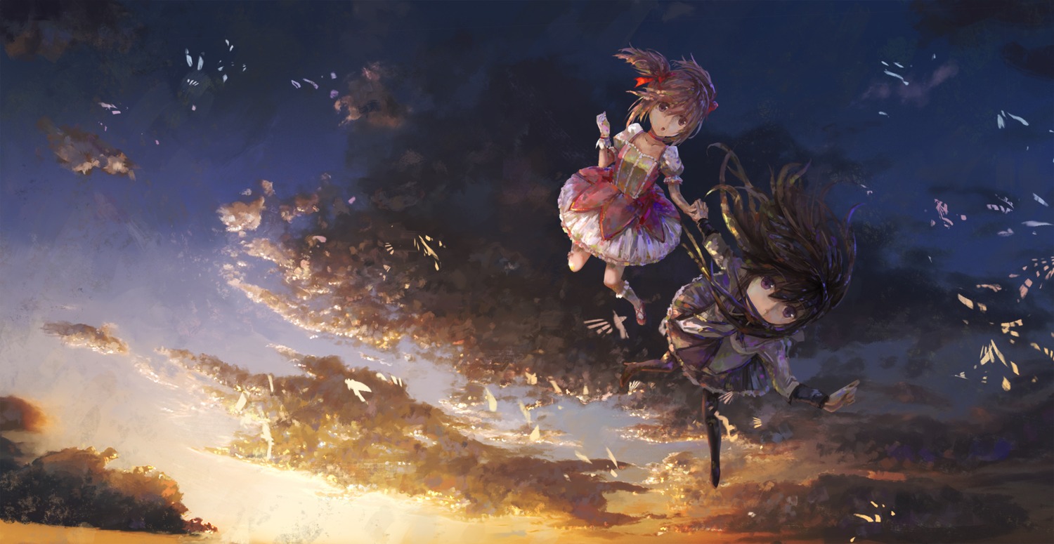 akemi_homura, dress, kaname_madoka, mahou_shoujo_madoka_magica, tianya_beiming