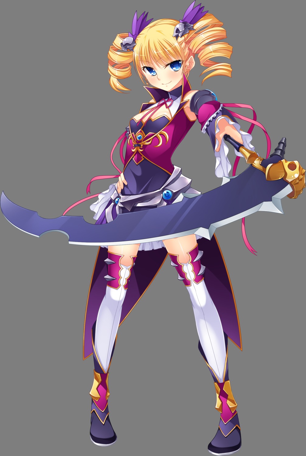 armor, baseson, cleavage, kantaka, koihime_musou, sousou, thighhighs, transparent_png