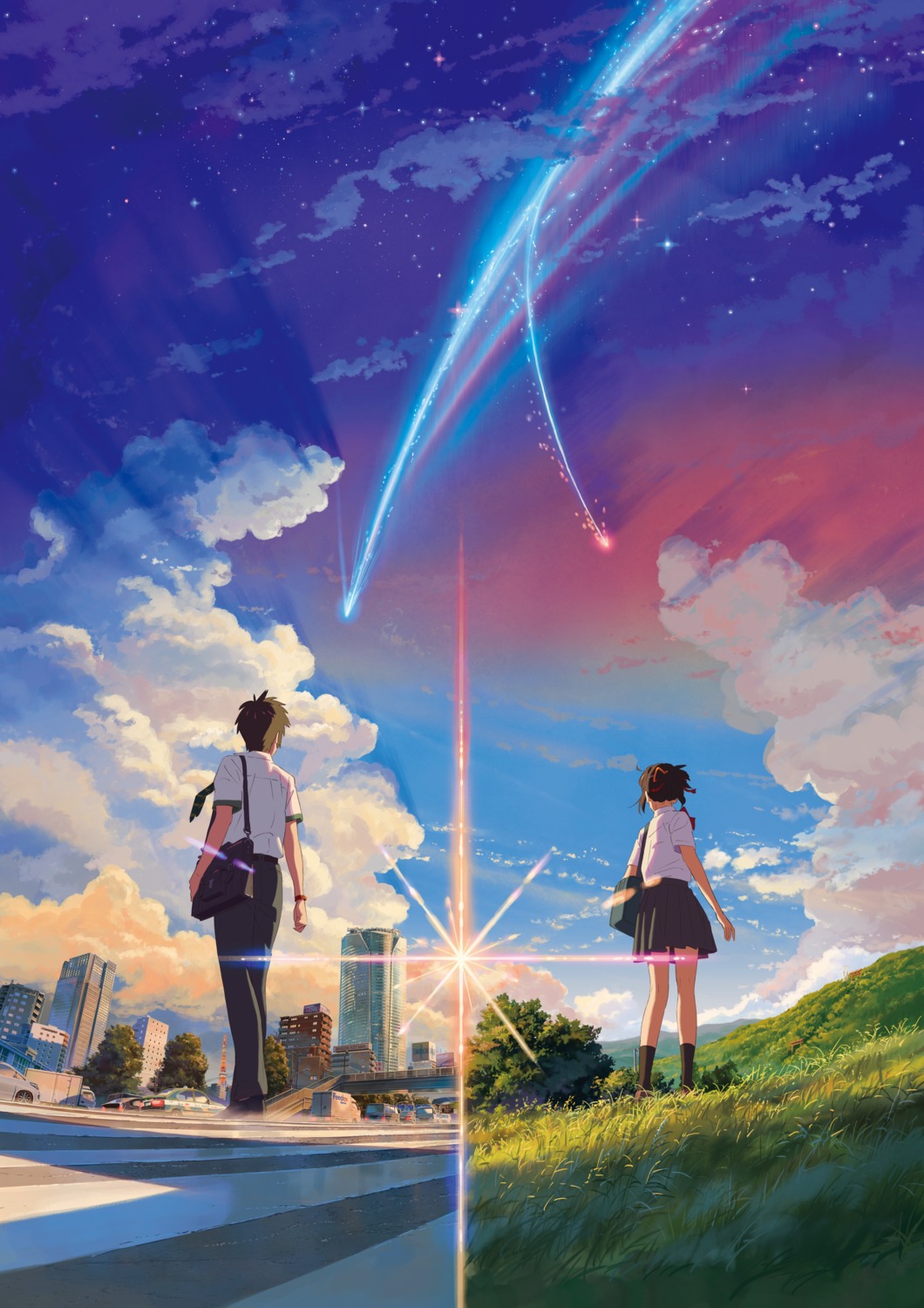 kimi_no_na_wa., landscape, miyamizu_mitsuha, seifuku, tachibana_taki, tanaka_masayoshi